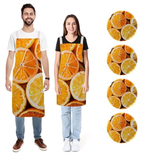 Tabliers de cuisine en lin à motif orange pour cuisiner en famille