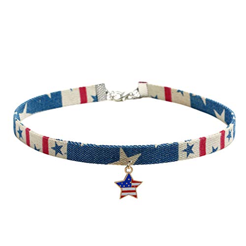 Independence Day Gift American Usa Flag Choker Religious Pendant Necklace Patriotic Collar Jewelry For Women Girl Veterans Day Memorial Day Party Supplies #TOP25