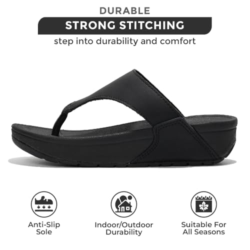 Image of Project Cloud Genuine Leather Women's Sandals - Thong Flip Flops with Plush Soft Insole, Arch Support & Non Slip Outsole - Comfortable Beach & Summer Slides