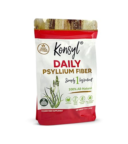 Konsyl Daily Psyllium Fiber Powder - 19oz 90 Servings Natural Unflavored Soluble Dietary Fiber Supplement - Psyllium Husk Prebiotic for Digestive Support and Gut Health - Sugar Free Keto & Vegan