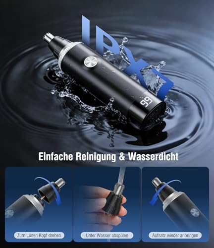 Nasenhaartrimmer 3 in 1 Nasenhaartrimmer Herren Nasentrimmer Nasenhaarschneider USB Wiederaufladbar...