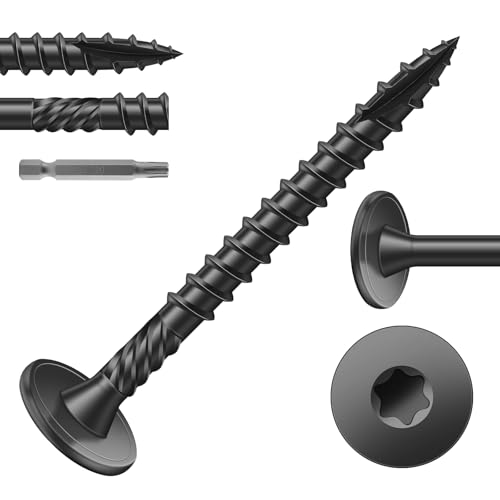 Image of #14 x 2 Inch Outdoor Structural Wood Deck Screws (40Pcs /1lb), Carbon Steel, Black, Flat Head, Rust Resistant Epoxy Coated, T30 Star Bit