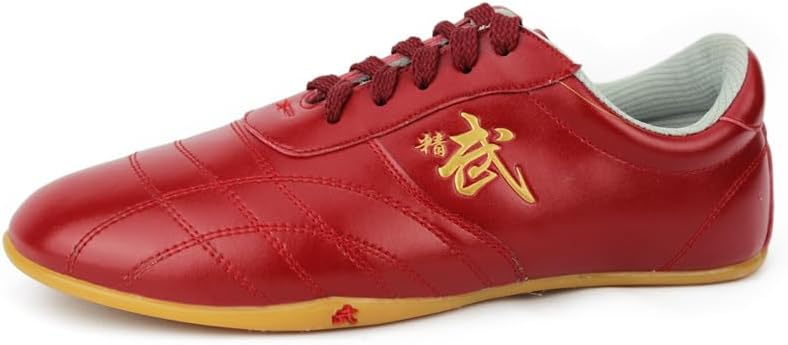 Men Martial Art Karate lace up Taekwondo Shoes Kung Fu Leather Tai Chi Training