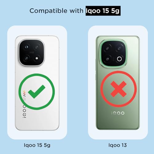 Image of Amazon Basics Back Cover for iQOO 15 5G PC + TPU Clear Transparent Raised Edges Shockproof Protective Phone Bumper Case (Transparent)
