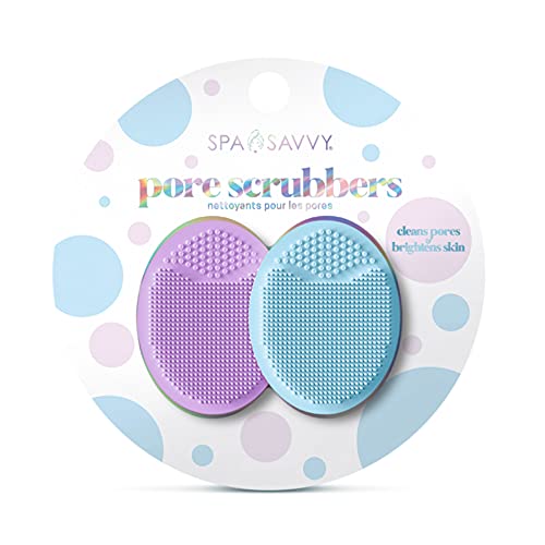 Spa Savvy- 2 Pack Of Pore Scrubbers- Pore Cleanser Pad- Facial Cleansing Pads- Made For All Skin Types- Cleans The Skin- Travel Friendly (Purple/Blue)