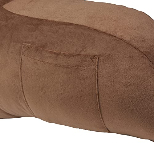 Klear Vu Velour Reading Pillow Bed Back Rest Pillow with Arms and Pockets for Gaming, Working on Laptop, Watching TV, Lumbar Support Perfect for Adults, Teens, Kids and Pregnancy, Coco Brown, One Size by Klear Vu - Image 4