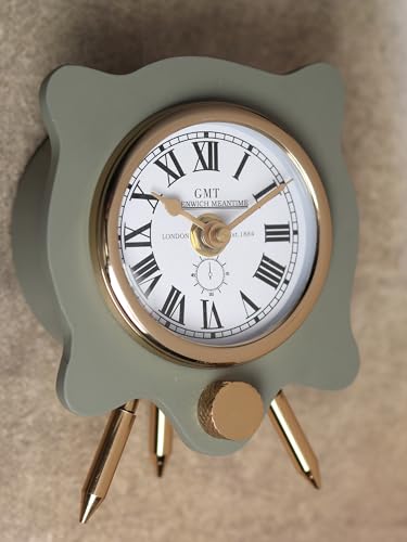 Image of Decor de Maison Brings Handcrafted Pixel Pulse Table Clock for KidsRoom, Room, Bedroom, Study Table, Office Desk | Classic Non-Ticking Tabletop Battery Operated Analog Desk Clock in Green (11x8x14cm)