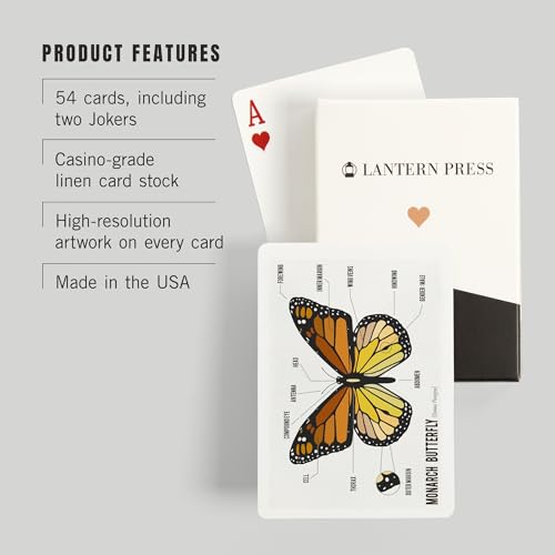 Lantern Press naipes de póker mariposa monarca 52 cartas miniatura 3