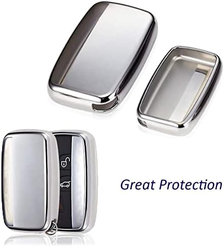 Kelay Soft TPU Key Fob Cover Remote Control Premium Key Protection Case Compatible with Land Rover Discovery Sport Evoque Aurora Jaguar XF XJ XJL XEL XFL F-pace 5 Buttons (silver -1 pcs)