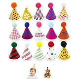 eioororriy 15 Pack Party Hats, Birthday Hats For Kids, Pastel Cone Caps With 15 Unique Designs, Lightweight Paper Hats For Birthdays, Holidays, Themed Parties, Photo Shoots, Doll And Pet Accessories - Image 1