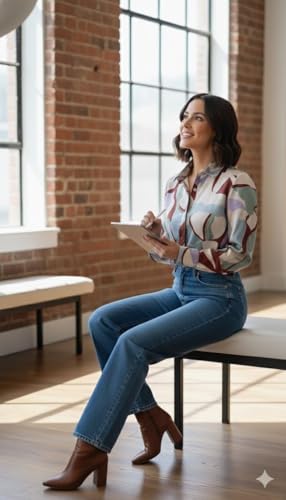 Image of Amazon Brand - INKAST Women Abstract Floral Printed Spread Collar Long Sleeves Casual Cami Shirt