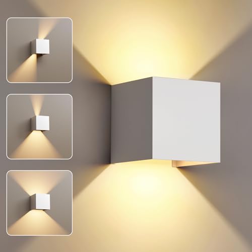 Migliori applique da parete potenti e molto luminose FUPE Applique da Parete Interno/Esterno LED IP65 12W - Luce da Parete Esterno in Bianco con 3 Temperature Colore (3000K/4000K/6500K) e Angolo Regolabile, per Balcone Giardino Corridoi Scale