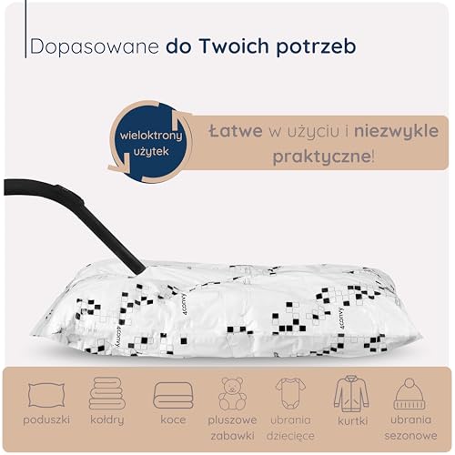4CONVY Worki próżniowe do przechowywania ubrań kołder i pościeli - Worki próżniowe wielokrotnego użytku - zestaw 10 sztuk worków próżniowych - Wysokiej jakości worki oszczędzające miejsce