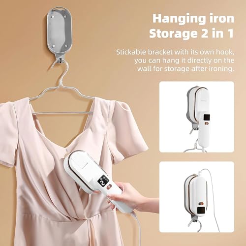 AHDXKUE Travel Steamer for Clothes Portable Iron with LCD Screen, 180°Folding Handheld Travel Iron, 1300W Powerful Clothes Steamer 3 Steam Levels 10S Fast Heat-up for Travel, Home, Office (White) - Image 6