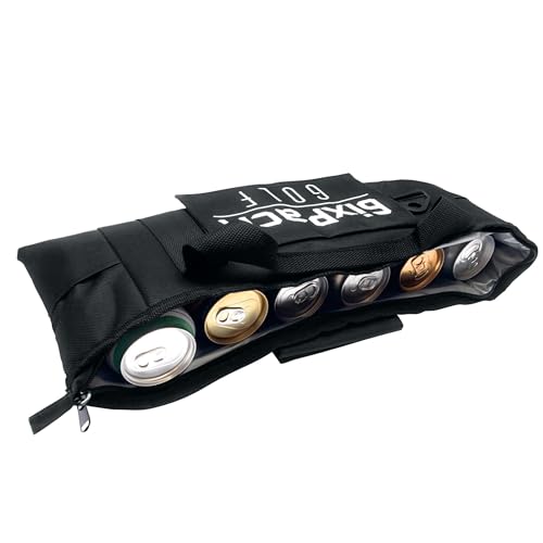6ixPack Golf Insulated Golf Cooler Bag Plus 2 Ice Packs - Soft Cooler Designed to Fit All Golf Bags - Holds 6 Beer Cans - Golf Accessories to Keep Drinks Cold for Hours - Beer Sleeve and Cooler