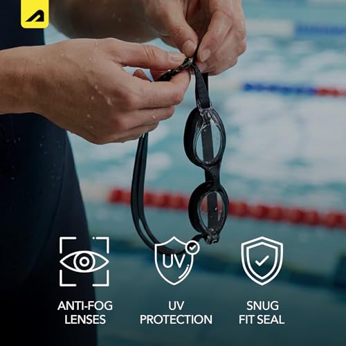 Image of Boldfit Swimming Goggles for Men & Women with Adjustable Strap, Air Tight, for Adults - Classic Black