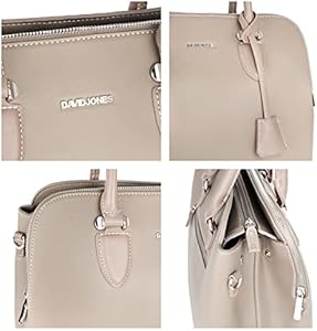David Jones - Dames Grote Handtas - PU Leer Schoudertas Crossbodytas Draagtas Tote Shopper - Werktas Hengseltas Veel Zakken Ritssluiting - Citytas Mode Werk Kantoor Elegante Moderne - Bruin Camel