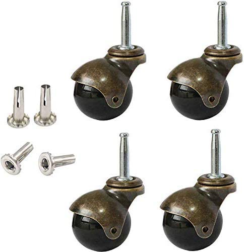 OK5STAR 2 Inch Ball Caster Stem Caster Wheel Set of 4 Furniture Wheels Casters with Sockets, Vintage Antique Furniture Caster Wheels for Furniture, Sofa, Chair, Cabinet