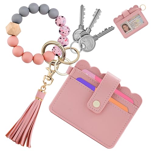Image of Wristlet Wallet for Women with Keychain - RFID Card Holder Small Wallet Wristlet with Key Ring