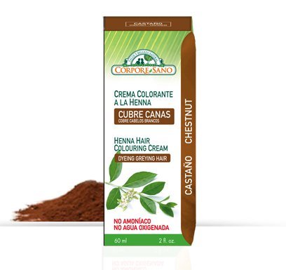 Corpore Sano Henna Semi-permanent Hair Color Cream. Intense Highlights- Provides Gray Coverage 60ml/2 Fl.oz. (chestnut)