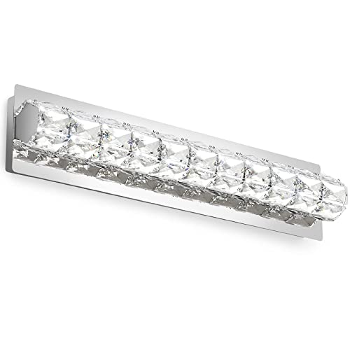 Lampe de miroir LED en cristal chromé pour meuble de salle de bain et coiffeuse