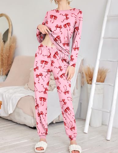 Ekouaer 2 Pack Pajamas for Women Set Long Sleeve Jogger Pjs Cozy Lounge Set - image 4