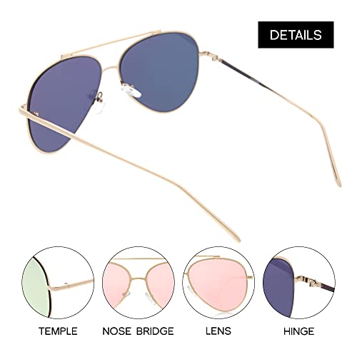 zeroUV Mirrored Oversized Aviator Sunglasses for Women with Flat Mirror Lens 58mm3