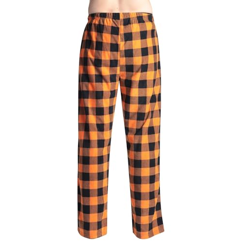 Mens Pajamas Pants Soft Loose Casual Comfy Plaid Wide Leg Pants Button Fly Stretchy Drawstring Pjs with Pockets3