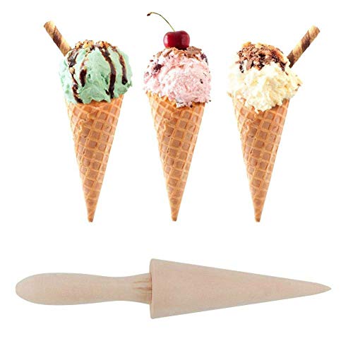 RASTKY Molde de Cono de Helado de Madera de, Herramienta para Hornear, Fácil de Manejar, Fabricante de Postres, Rodillo de Cono de Madera de 1,8 'para Entusiastas de la Repostería (Como se muestra)