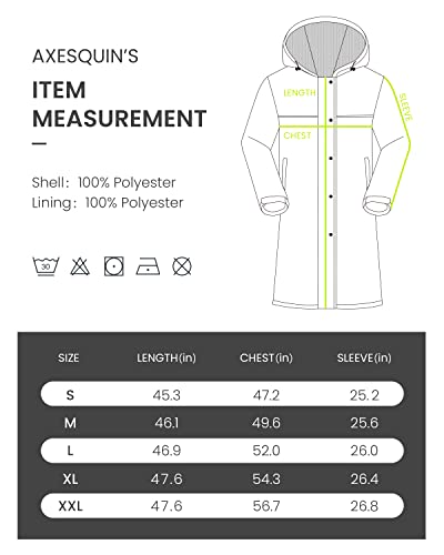 Axesquin Mens Long Raincoat With Hood Waterproof Rain Coats Lightweight Packable Outdoor Rain Jacket Rainwear Green Xl #TOP6
