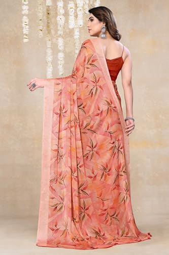 Image of MIRCHI FASHION Saree for Woman Chiffon Floral Printed | Lightweight All-Day Comfortable Women's Sari with Unstitched Blouse Piece (Available in 30 Colors)