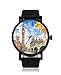 Grande stampa Eliza White Tower a Londra Uomo Custom Moda Imitazione Orologio da polso al Quarzo Nero Seel Band Uomo e Donna Orologi da polso
