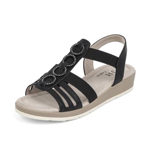 Image of VJH confort Women's Flat Sandals, Comfort Slip-on Elastic Ankle Strap Slingback Light Weight Casual Walking Sandals