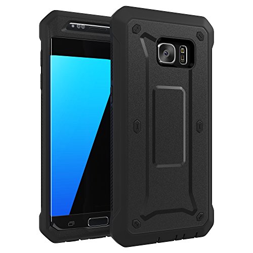 TOUGHBOX Galaxy S7 Case Edge, [Shield Series®] [Shockproof] [Black] for Samsung Galaxy S7 Edge Case [Built in Screen Protector] [with Holster & Belt Clip] [Has Kickstand]