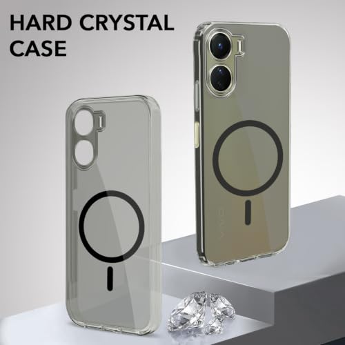 Image of Jkobi Lifetime Anti-Yellow MagSafe Compatible Clear Back Cover Case for Vivo Y16 (Sleek Hard Crystal | Shockproof and Camera Protection)