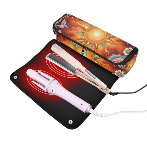 Bolsa organizadora de viaje para herramientas de cabello para mujeres con almohadilla resistente al calor, accesorios removibles para alisadores, rizadores y planchas miniatura 2