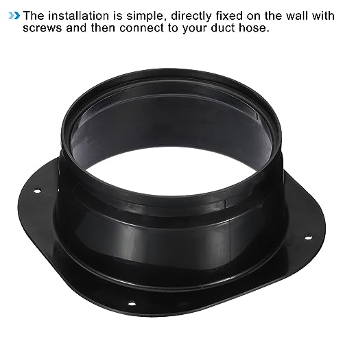PATIKIL 6" Duct Connector Flange, 2 Pack Dryer Vent Wall Plate Square to Round Straight Ducting Plate for Air Heating Cooling Ventilation Exhaust Fan, Black - Image 4
