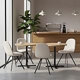 FurnitureR Gastronomie Stuhl Set 4er - Robust, Beige Stoff Kissen, Metallkreuzgestell, Feste Höhe, Nicht stapelbar,Drehstühl, Für Café & Bistro