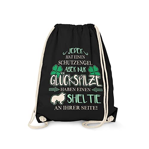 Fashionalarm Bolsa de deporte, diseño de ángel de la guarda, Sheltie, divertida, mochila deportiva con texto y motivo, idea de regalo para mujeres y perros, Negro , talla única,
