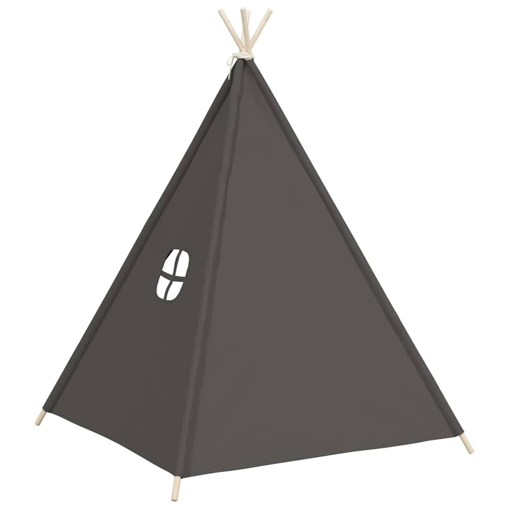 Tenda Tipi per bambini con tessuto in pelle di pesca e telaio in legno di pino, 120 x 120 x 150 cm, grigio, con finestra e borsa per il trasporto, per giardino, campeggio