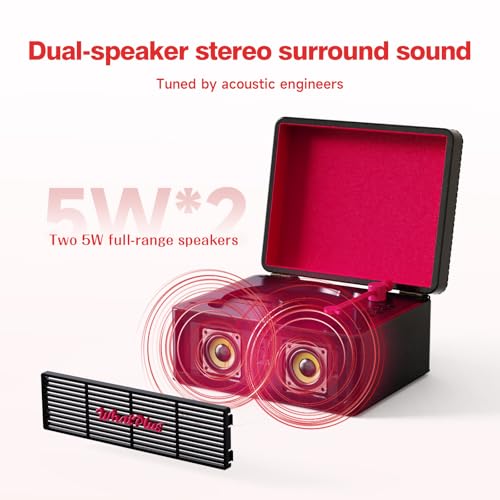 Image of CD Player with Bluetooth Speaker, High-Fidelity Sound, App-Controlled, Magnetic Display for Photos & Pins, Retro Desktop Music Player, Gift for Music Lovers (Black and Pink)