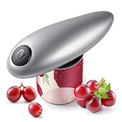 Electric Can Opener, Automatic Hands-Free Operation for Seniors with Smooth Edge, Silver