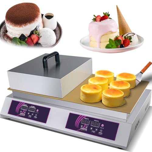 LYDZUSDP Commercial Pancake Maker,Commercial Non-Stick Souffle Maker Machine,Electric Muffin Maker Stainless Steel for Restaurant Bakery Leisure Snack Bar(Doublehead)
