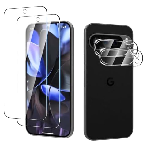 Anoowkoa [2 Pack] for Google Pixel 9 Pro Screen Protector + [2 Pack] Camera Lens Tempered Glass Protector. Support Fingerprint Unlock, Bubble-Free, with for Pixel 9 pro screen… Cover