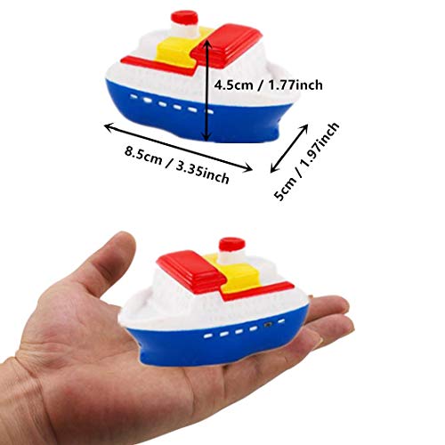 DQTYE 6Pcs Bath Toy Floating Boats, Baby Soft Squirt Bathing Toys Bathtub Cartoon PU Rubber Ship Water Game Learning Educational Toy For Kids Toddlers - Image 4