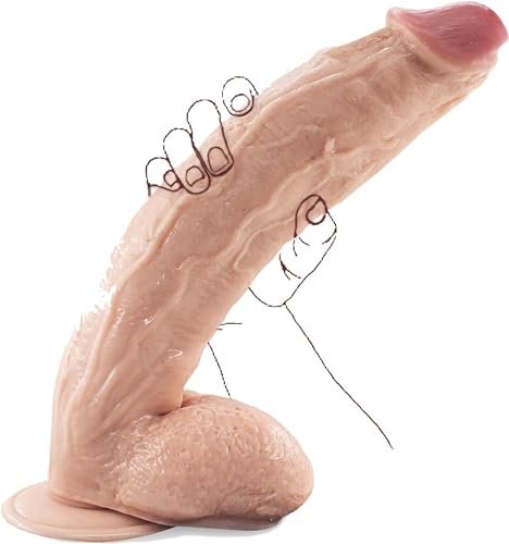 Realistic 12 Inch Huge Dildo 2.2 Inch Diameter Realistic Thick Dildos with Suction Cup Monster Dildo Big Fake Penis Soft Feel Like Skin Dual Density for Anal Play Lifelike Dildo Adult Sex Toys for