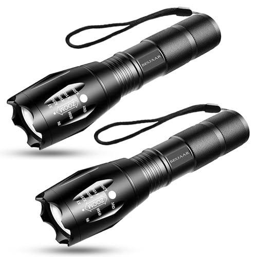 Besjaar Lampe Torche LED Ultra Puissante LED 2 Pièces Avec Lumens Élevés, Lampe De Poche Tactiques Hautes Lumens Avec 5 Modes, Étanche IP65