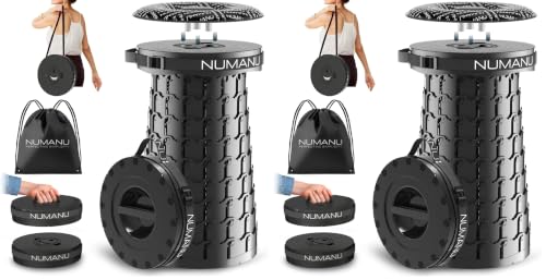 Image of NUMANU 2026 Upgraded XXL Collapsible Stool with Cushion & Bag, 1000lbs Max Weight, 19.7 inch Heavy Duty Portable Retractable Telescoping Folding Seat Chair or Travel Footrest (Pack of 2)