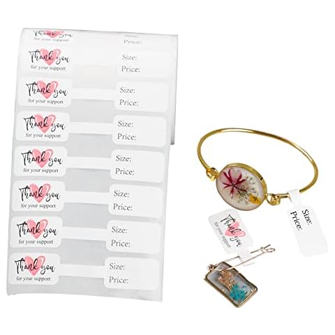 GICOHI 500 PCS Thank You Jewelry Price Tags Stickers,Jewelry Hang Tags Stickers,Self Adhesive Jewelry Identification Labels for Necklaces Bracelets Rings (Thank You for Your Support) Cover