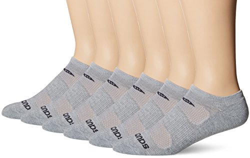 Saucony Women s 6 Pairs Vented Cushioned No Show Performance Running Socks, Grey, Shoe Size: 5-10